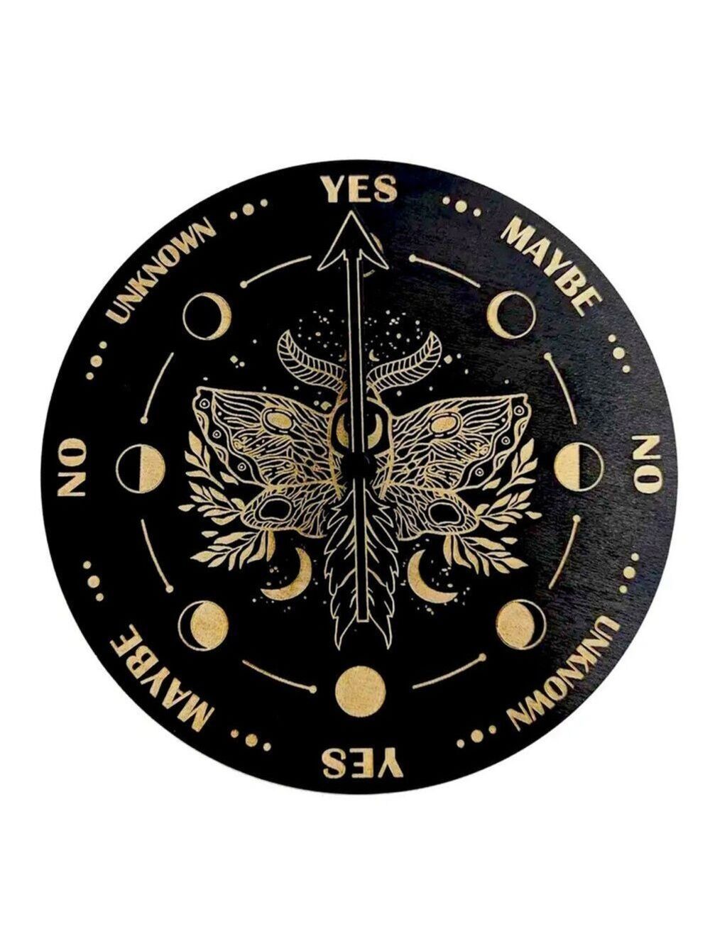 Moth & Moon Engraved Wooden Board: Mystical Divination Tool